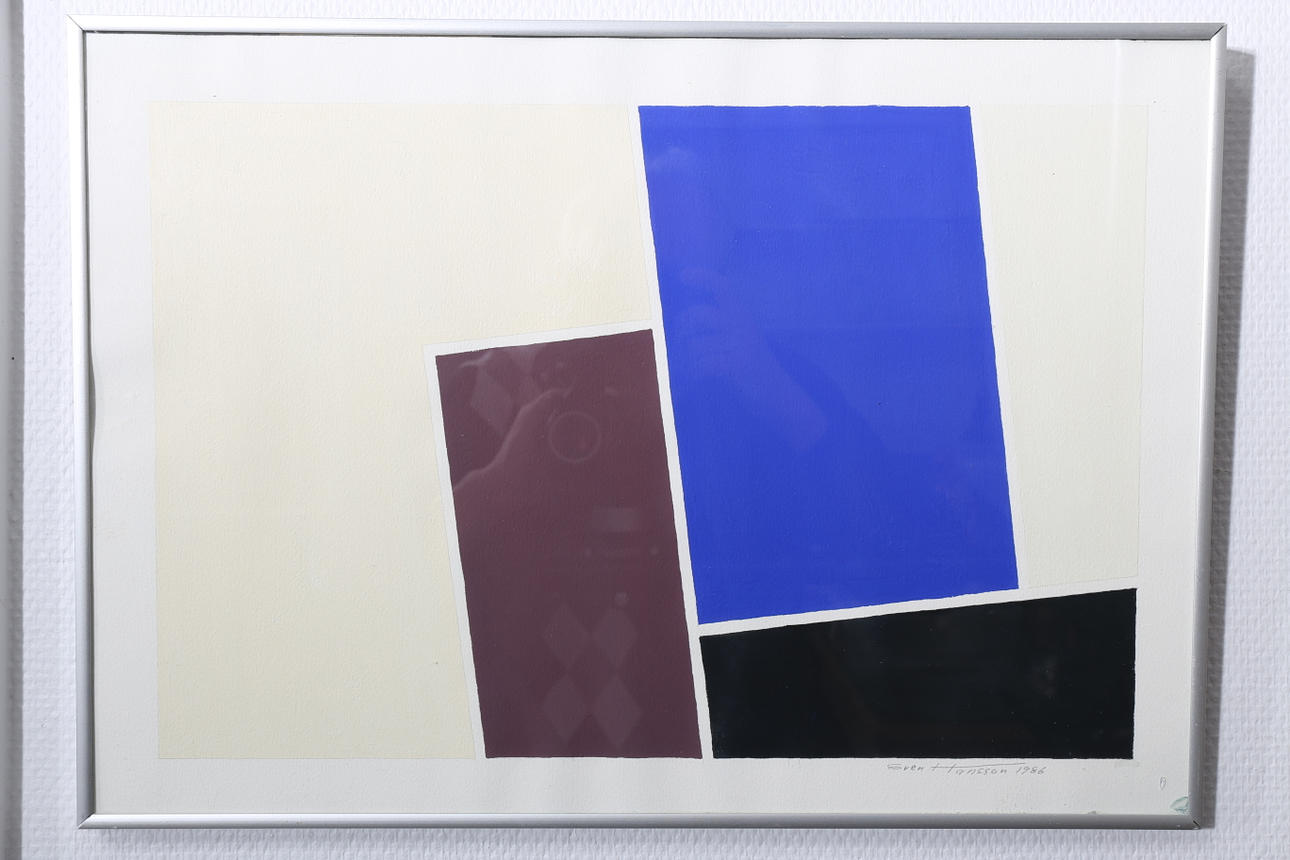 SVEN HANSSON. Gouache, Komposition, signerad Sven Hansson 1986.