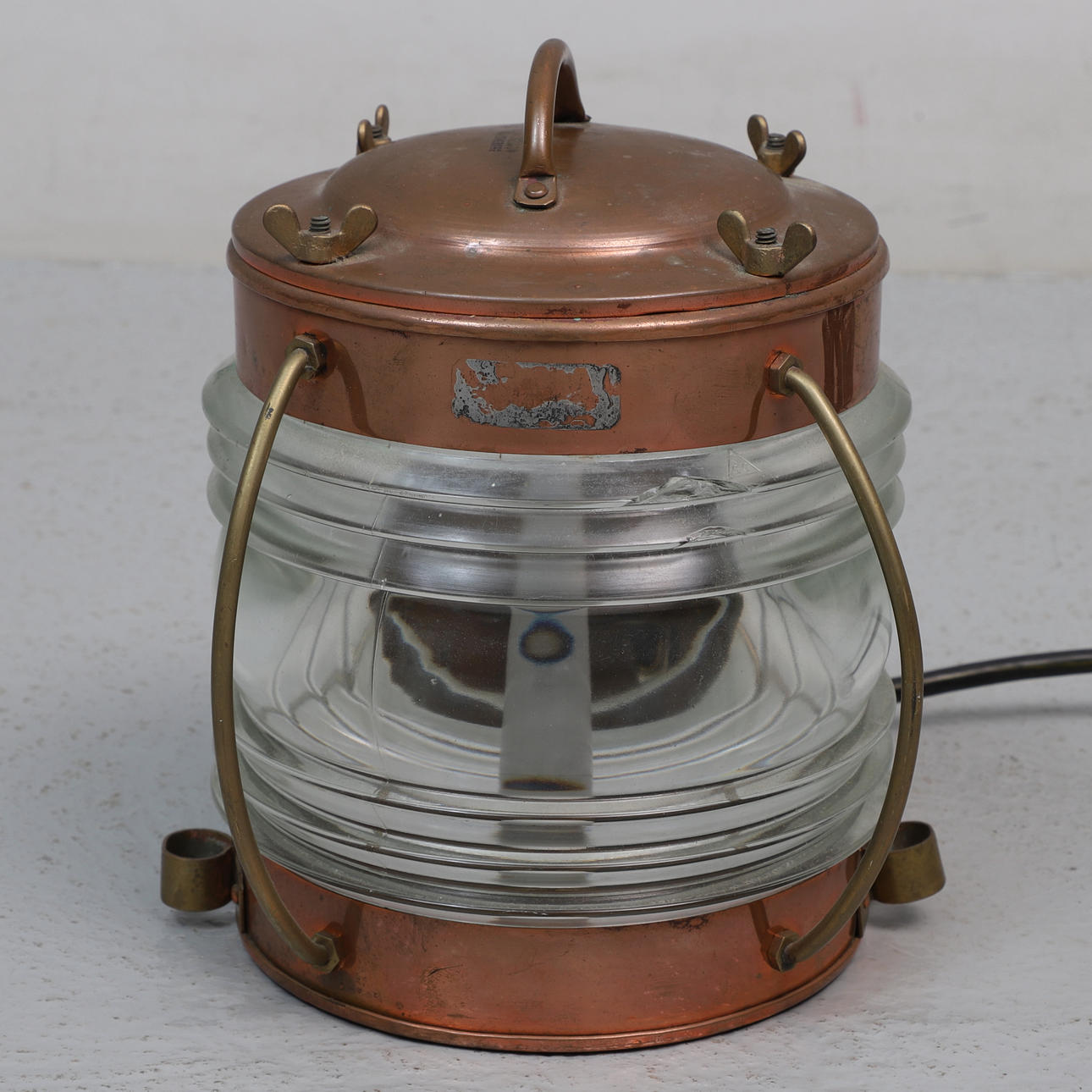 LANTERNA, later electrified, copper & glass, Erik Ohlsson.