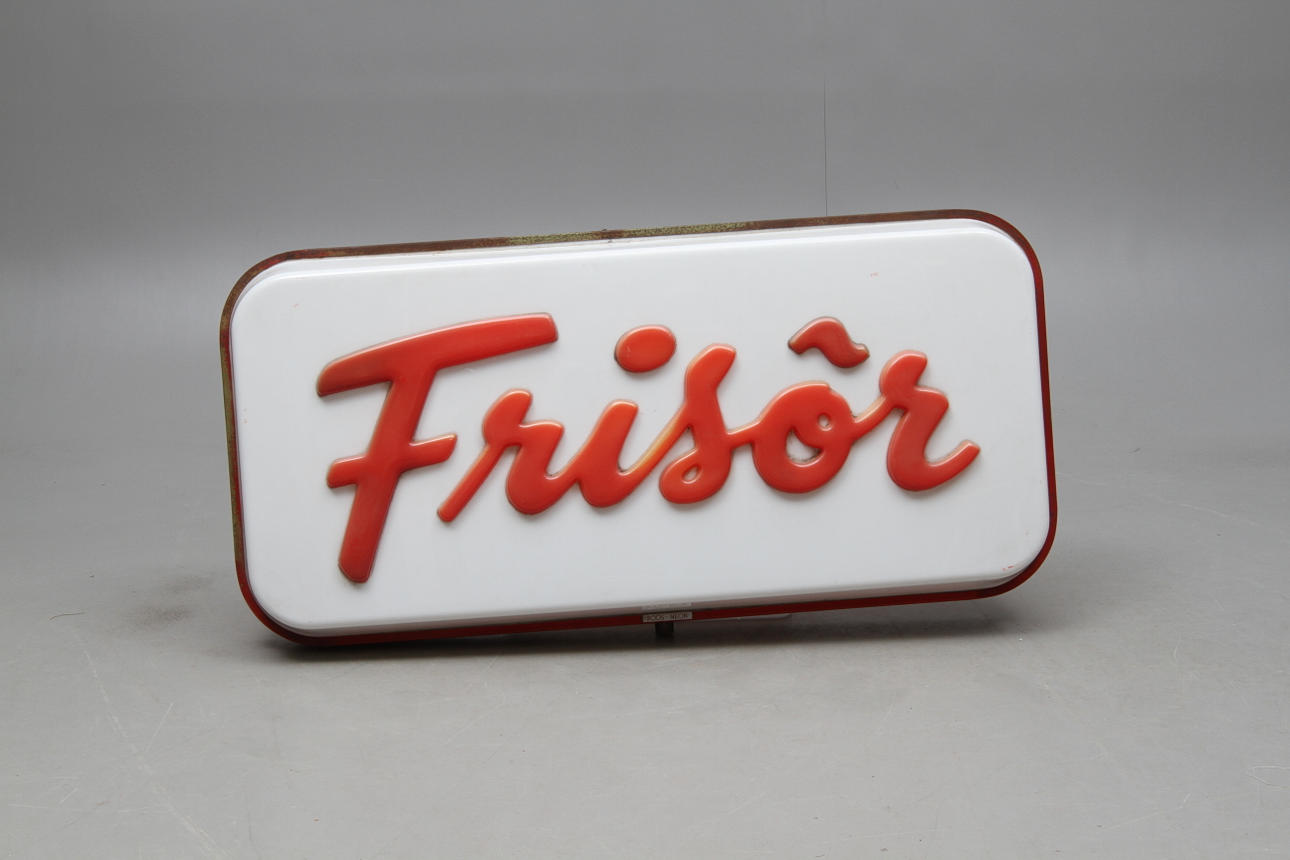 LJUSSKYLT, "Frisör", omkring 1900-talets mitt.