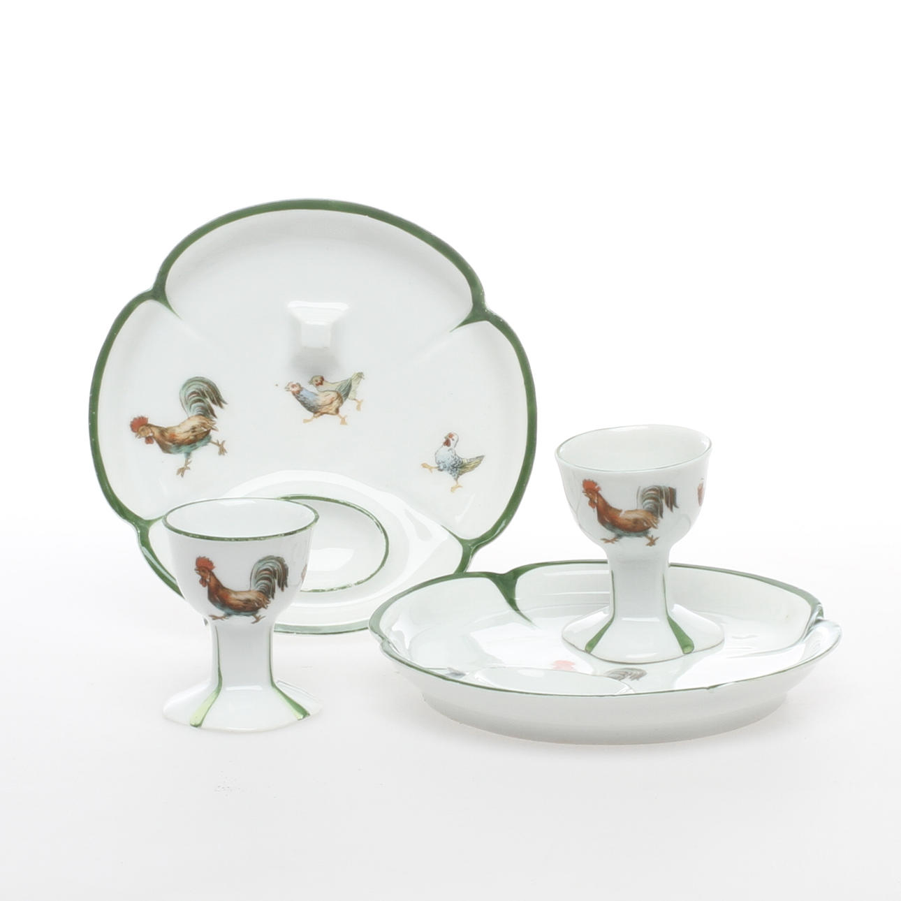 ÄGGKOPPAR, med fat, ett par, porslin, Rosenthal, 1900-talets första hälft.