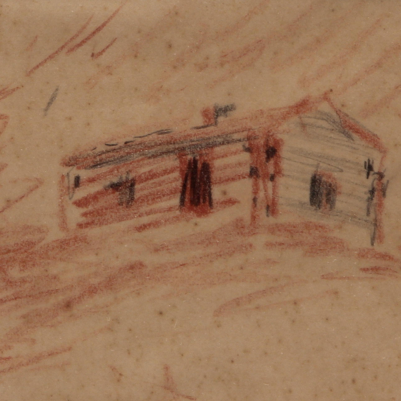 FOLKE RICKLUND. Teckning, krita/rödkrita, föräldrahem, signerad.