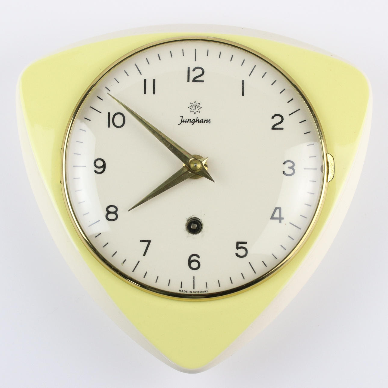 WALL CLOCK / KITCHEN CLOCK, flintware and glass, Junghans, 1940-50s.