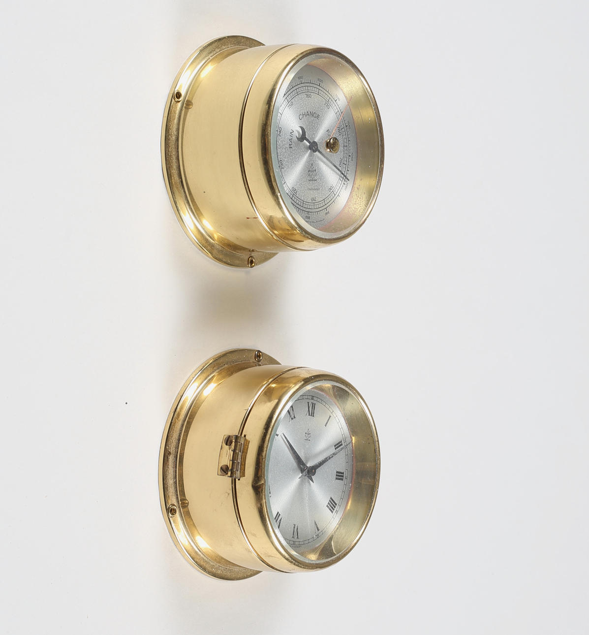 BAROMETRI ja LAIVAN KELLO, messinkiä, Pilot Marine.