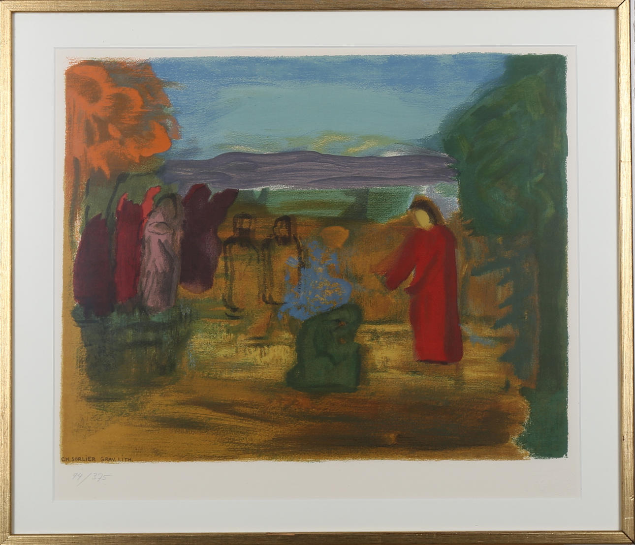 CARL KYLBERG. "Synderskan" (efter Charles Sorlier), färglitografi, präglingssignerad och numrerad 94/375.