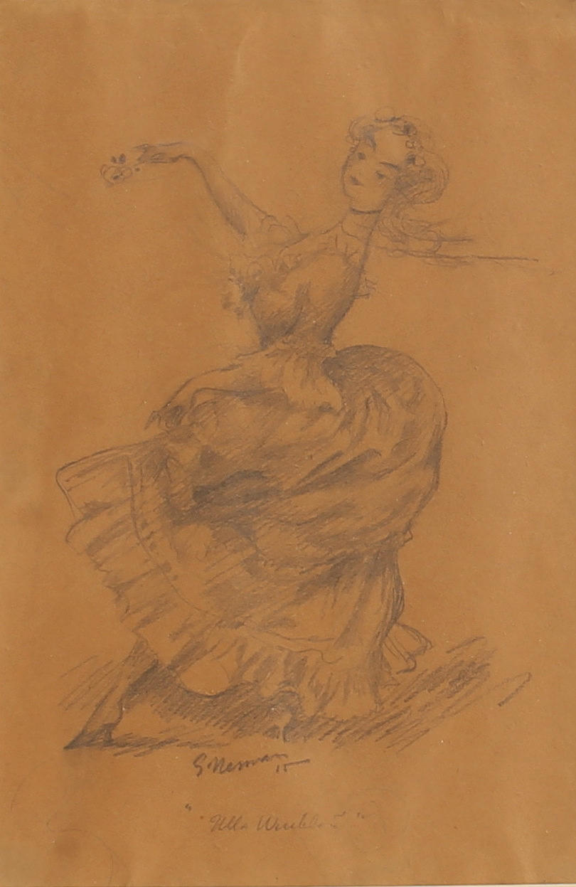 EINAR NERMAN. Pencil drawing, signed.