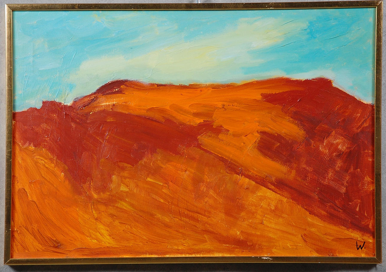 GUNNAR WALLSTRÖM. olja på duk " Röd Granit " monogram signerad W.