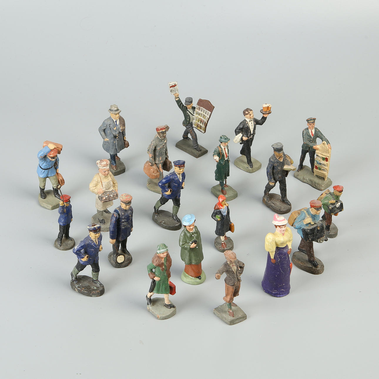 ELASTOLIN LINEOL Figuren für Eisenbahnen, ca. 20 Teile.