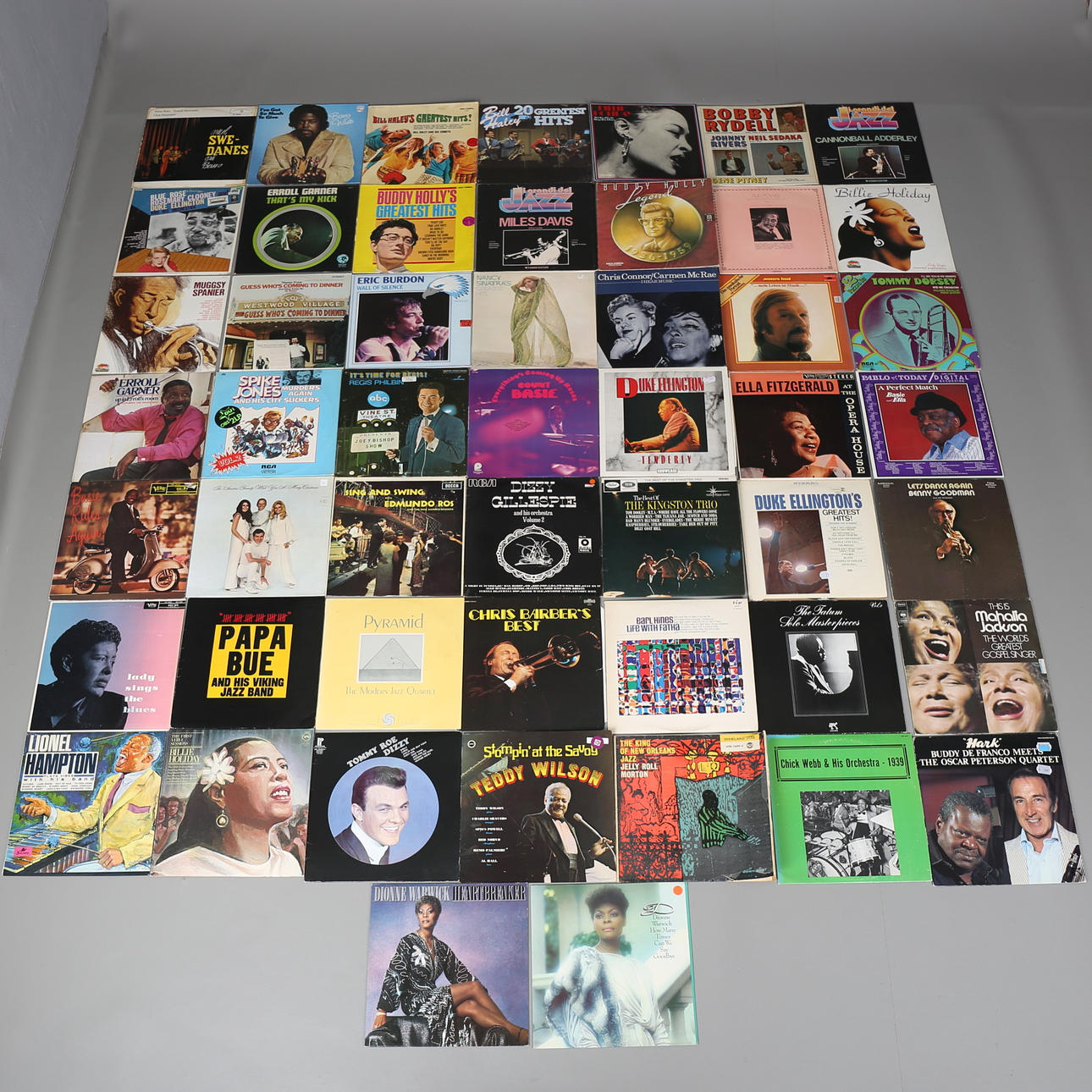 PARTI LP-SKIVOR, 51 st, bl a Bill Haley and his Comets, Swe-Danes på Berns och Barry White.