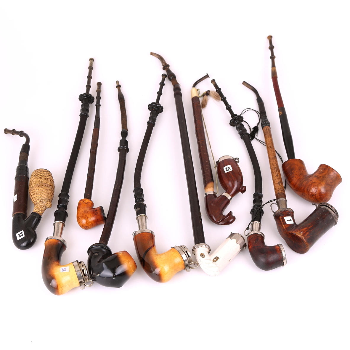 LÅNGPIPOR 10 st, 1800-/1900-tal.