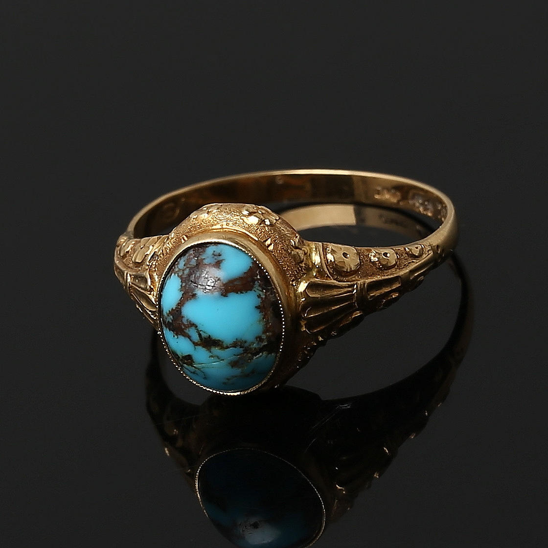 RING, Gold SEK 18 (markiert 765) mit Türkis.