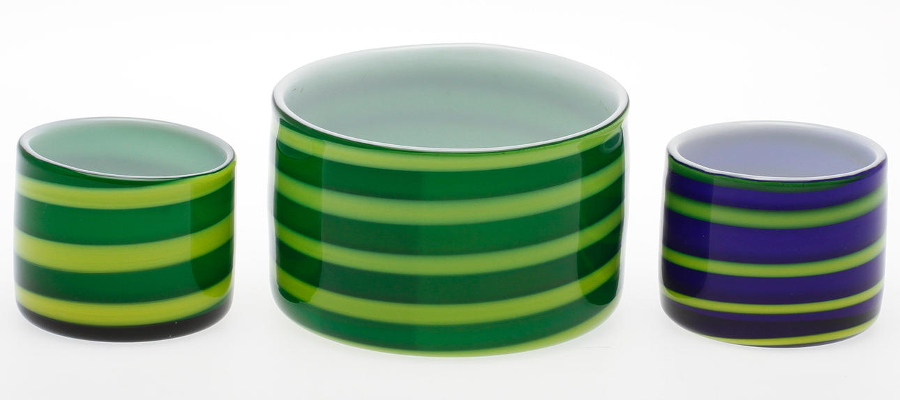 SKÅLAR, 3 st, glas, sannolikt P-O Ström, Alsterfors, 1960/70-tal.