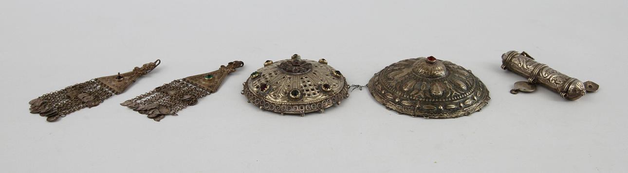 PARTI SILVER, 5 delar, orientaliska, 1800/1900-tal.