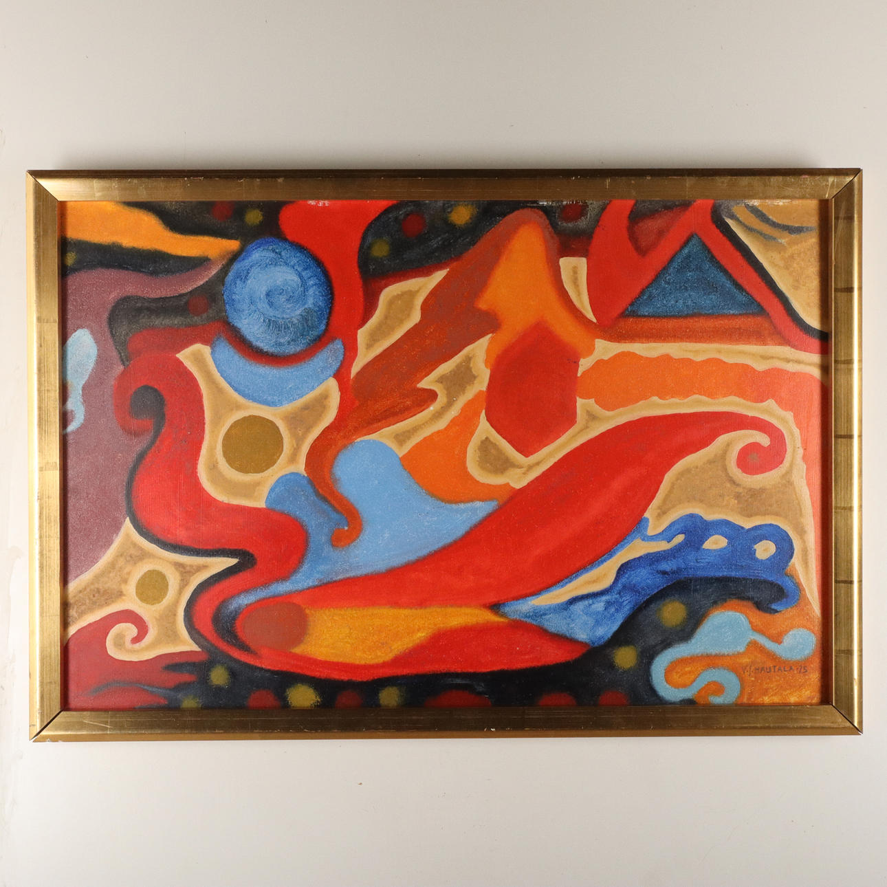 OIDENTIFIERAD KONSTNÄR. OIL ON Board, signed, VJ-Hautala and dated 75.