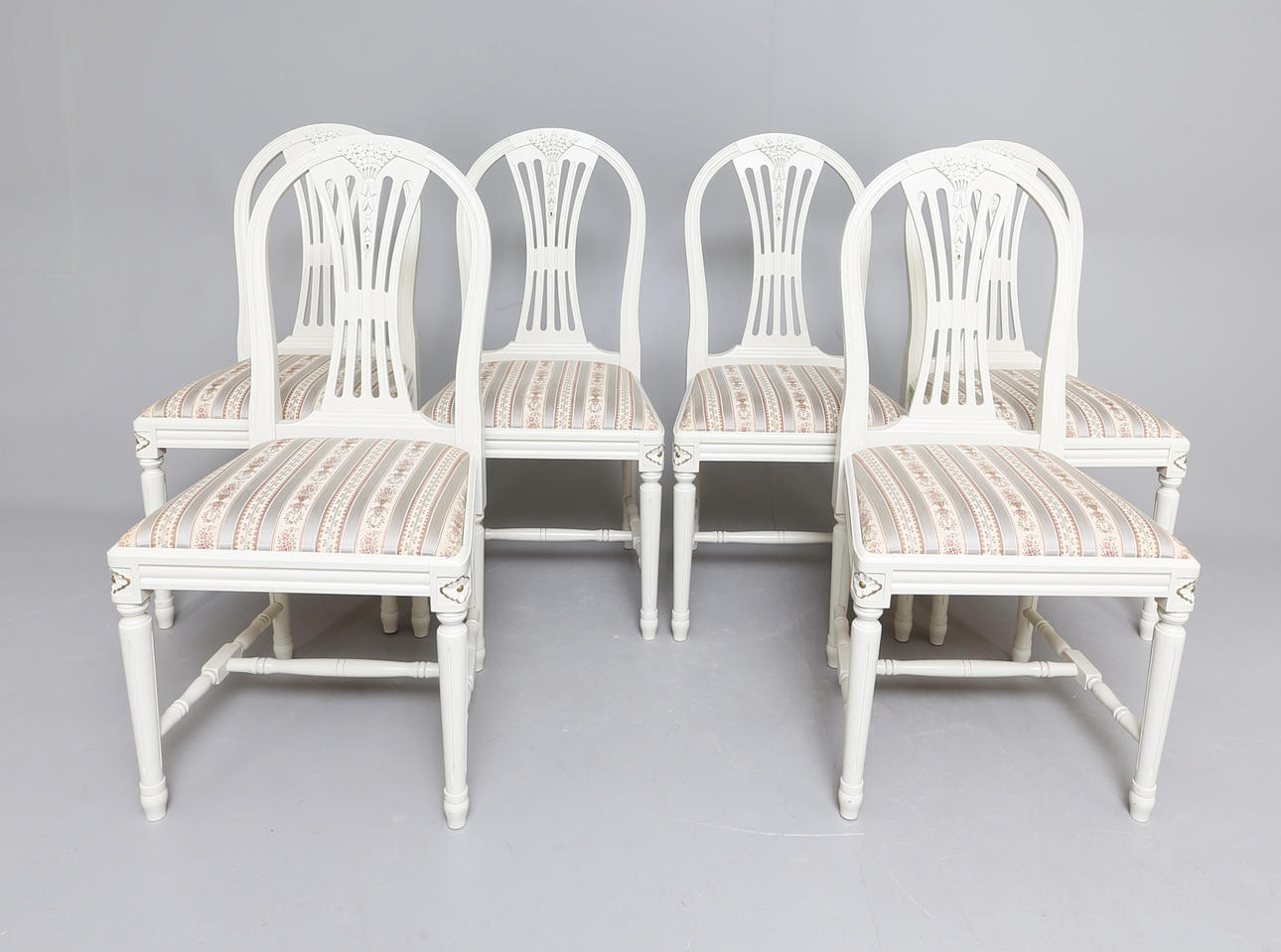 STOLAR, 6 st, Gustaviansk stil, "Axmodell", 1900-tal.