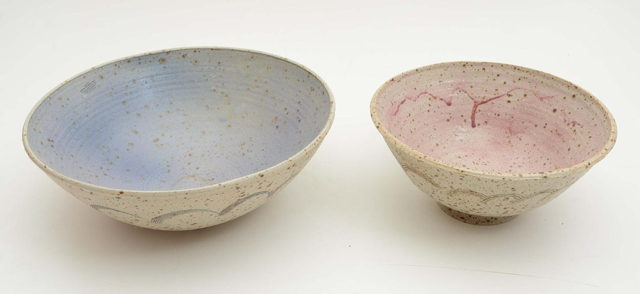 AGNETA DELLWIK LANTZ. Bowls, 2 pcs. Stoneware, Signed. 1997.