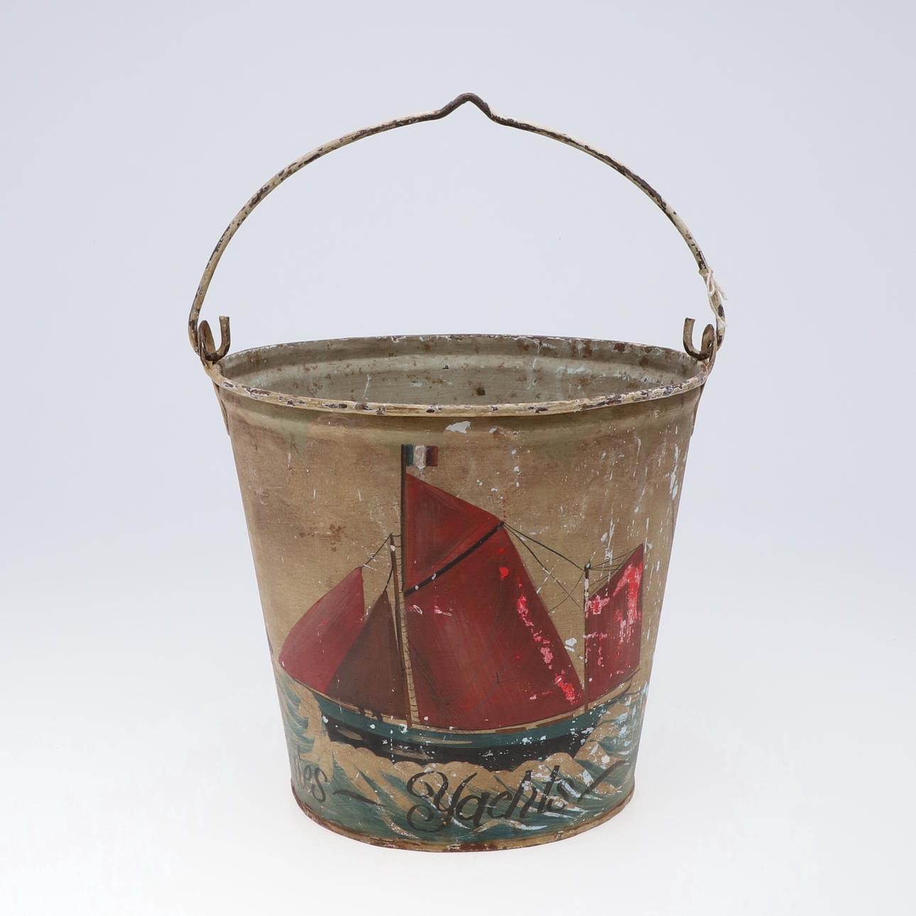A HAND PAINTED BUCKET.