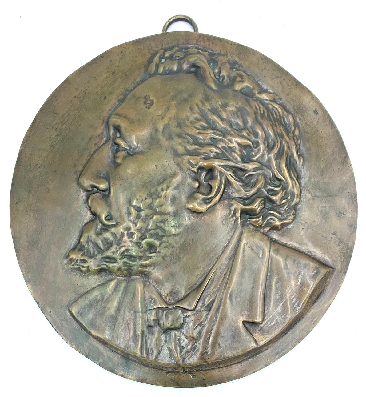 EUGÈNE RIU. BAS-RELIEF OF LION GAMBETTA IN EMBOSSED BRONZE. Silver ...