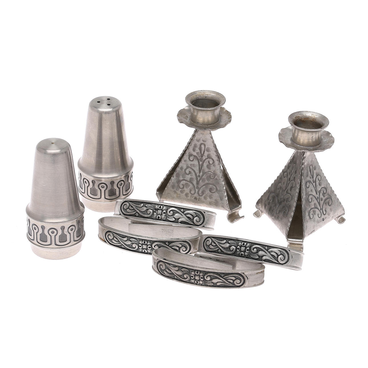 Pewter objects, 8 pcs, Hagness Pewter, Norway.