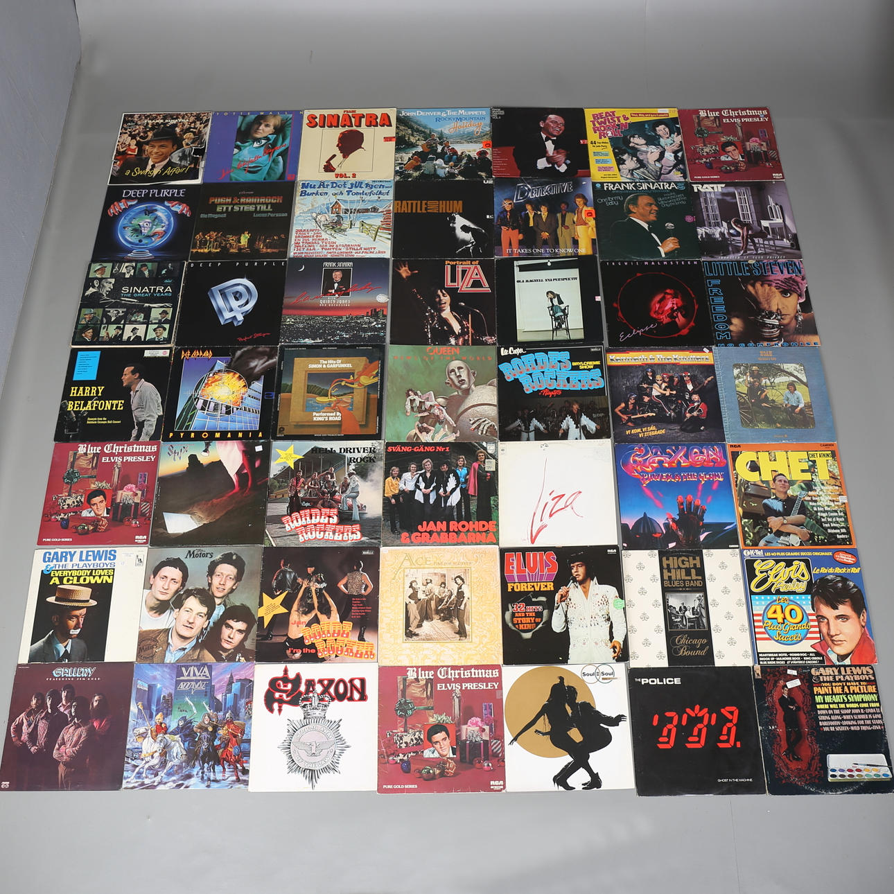 PARTI LP-SKIVOR, 49 st, bl a Frank Sinatra, Liza M, Elvis och Deep Purple.