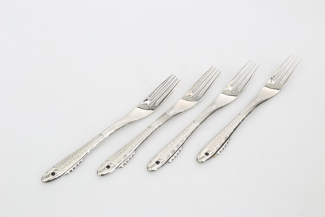 GUNNAR CYRÉN. Bestick, rostfria, förrättsgafflar, 4 stycken, "Nobel".