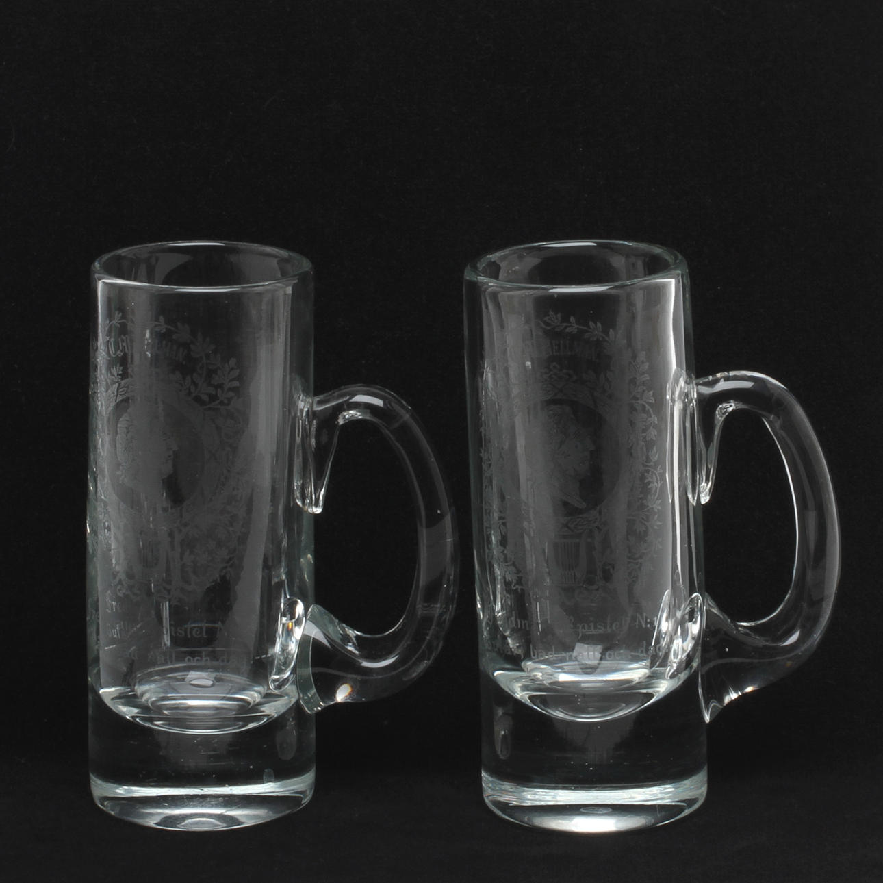 SEJDLAR, 9 st, glas, dekor av C.M. Bellman, 1900-tal.