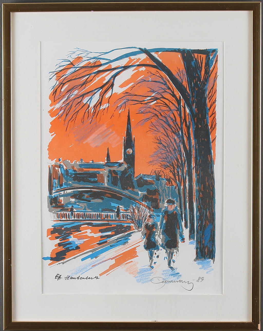 EINAR WENNBERG. Sundsvallsmotiv, litografi, hankolorerad, signerad och märkt EA, -89.