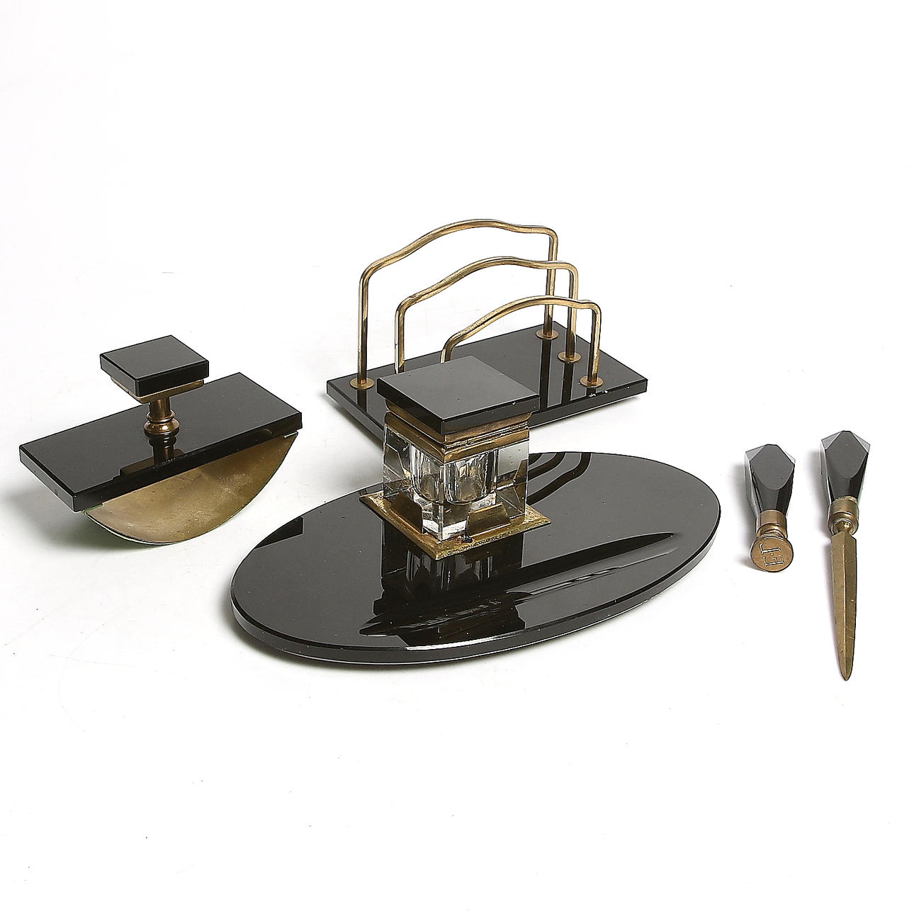 SKRIVBORDSUPPSATS, Art Deco, 5 delar, 1930-tal.