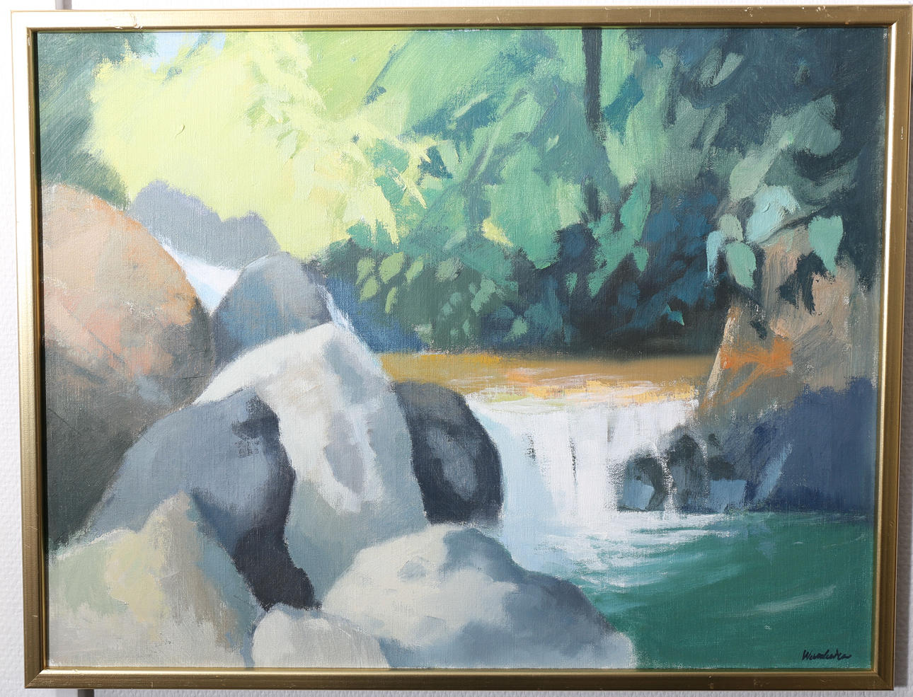 STIG WERNHEDEN. Olja på duk, Vattenfall, signerad Wernheden.