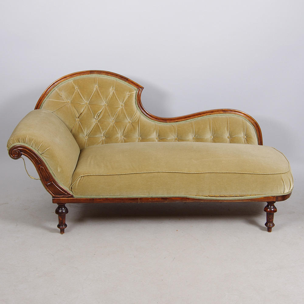 KANAPÉ, mahogny, grön plysch, rokokostil, sent 1800-tal.