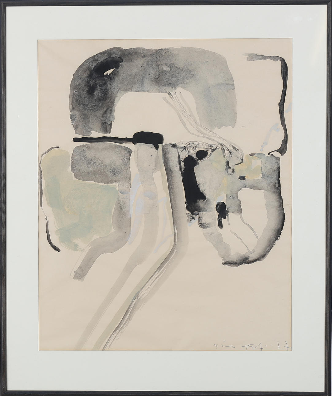 JÖRGEN FOGELQUIST. Komposition, akvarell, signerad.