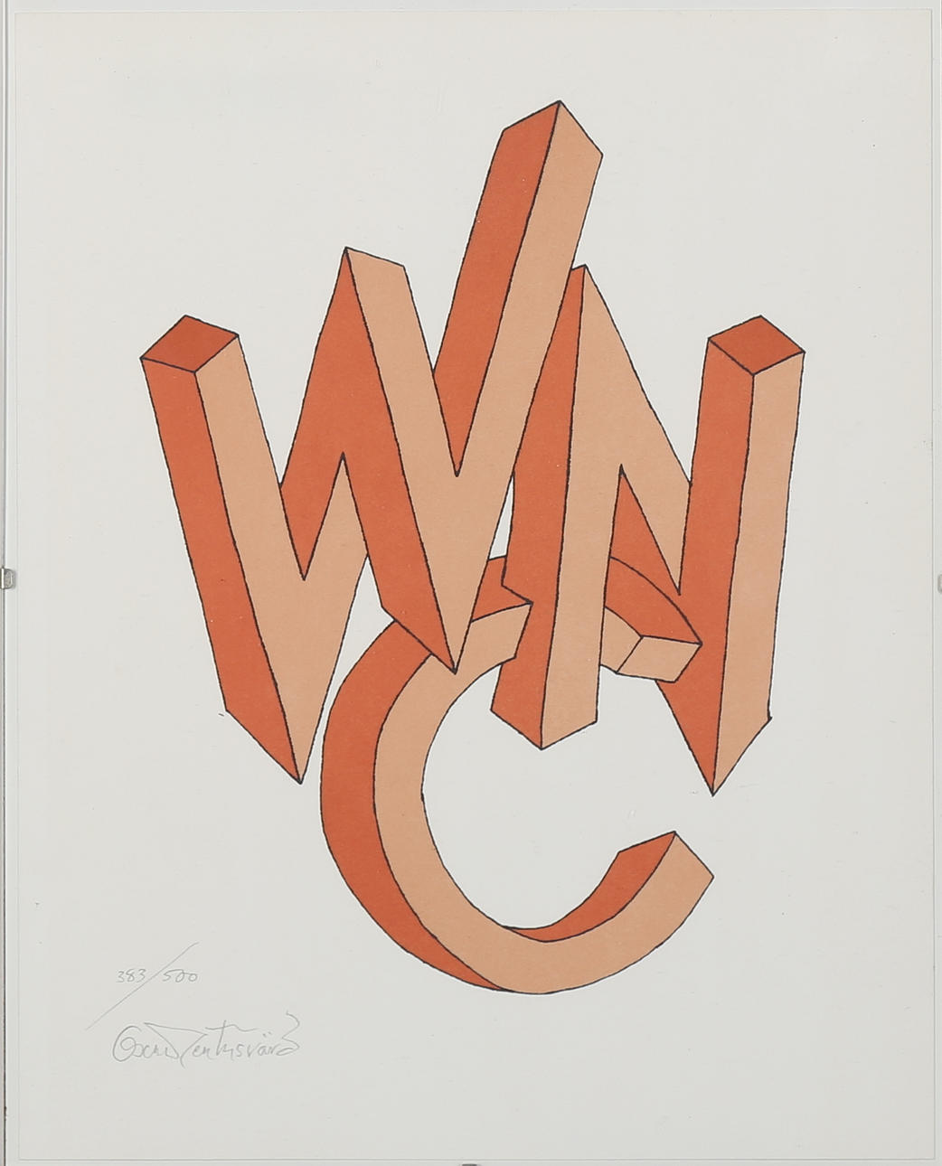 OSCAR REUTERSVÄRD. Omöjliga bokstäver, färglitografi, signerad och numrerad 383/500.