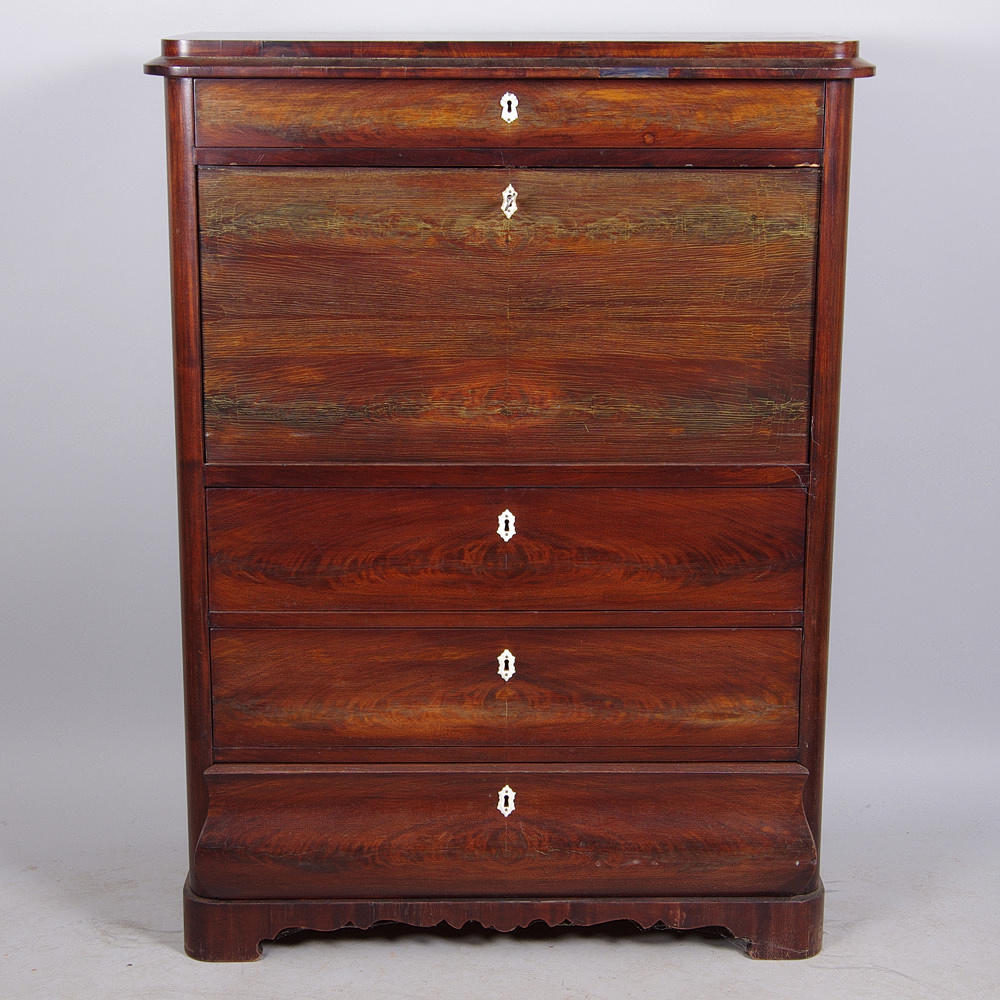 CHIFFONJÉ, mahogny/mahognybetsad, sent 1800-tal.