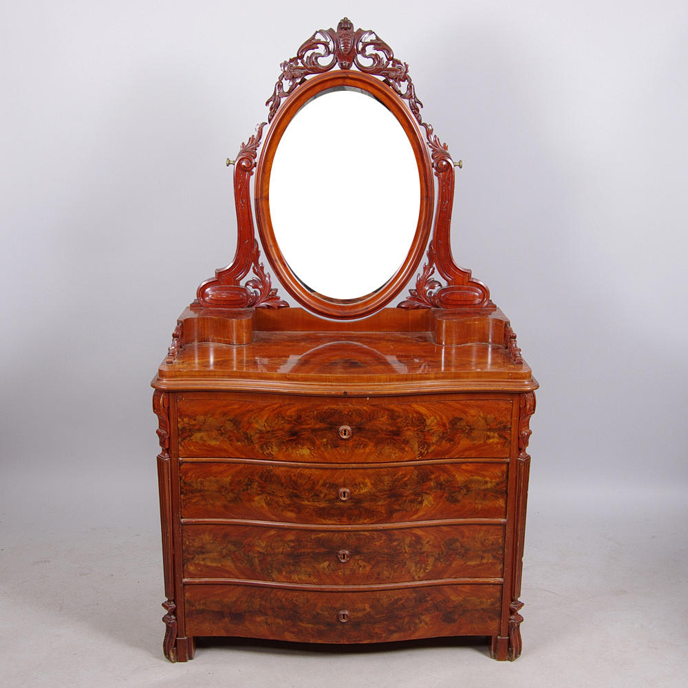 SPEGELBYRÅ, mahogny, nyrokoko.