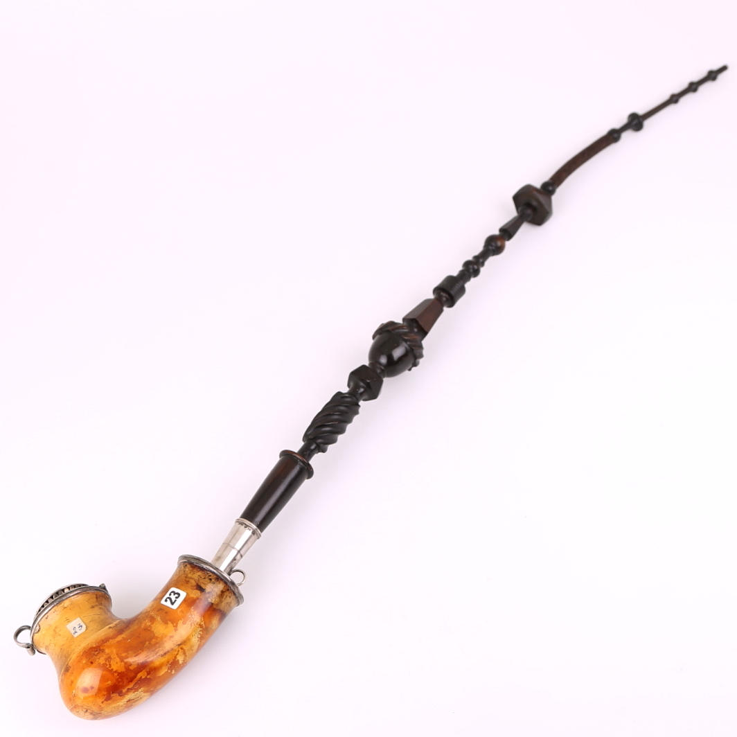 LÅNGPIPA, år 1878, silverinfattad.