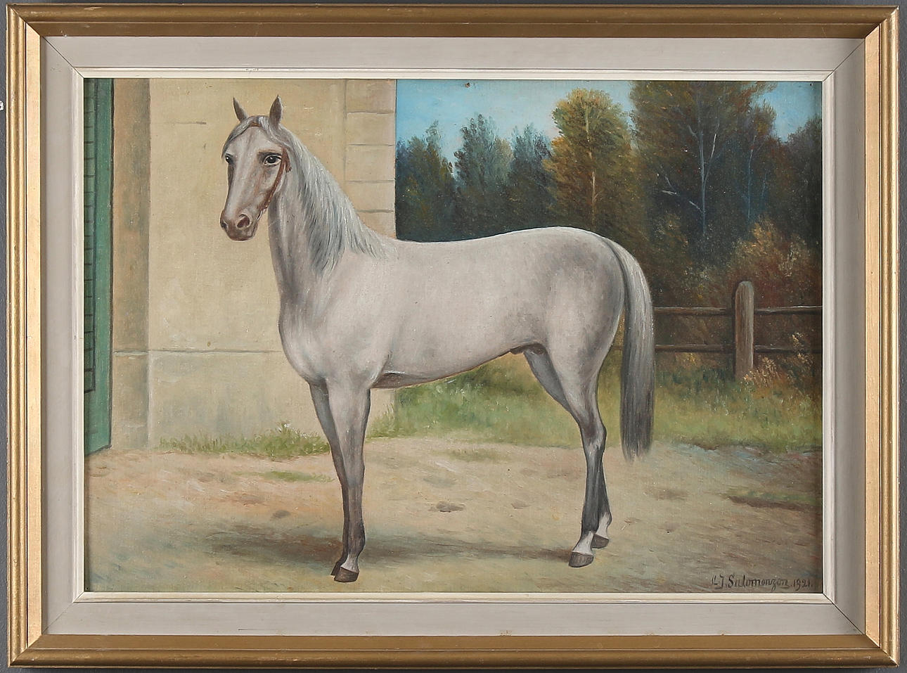 CARL SALOMONZON. Hästmotiv, olja på duk, uppfodrad på papp, signerad och daterad 1921.