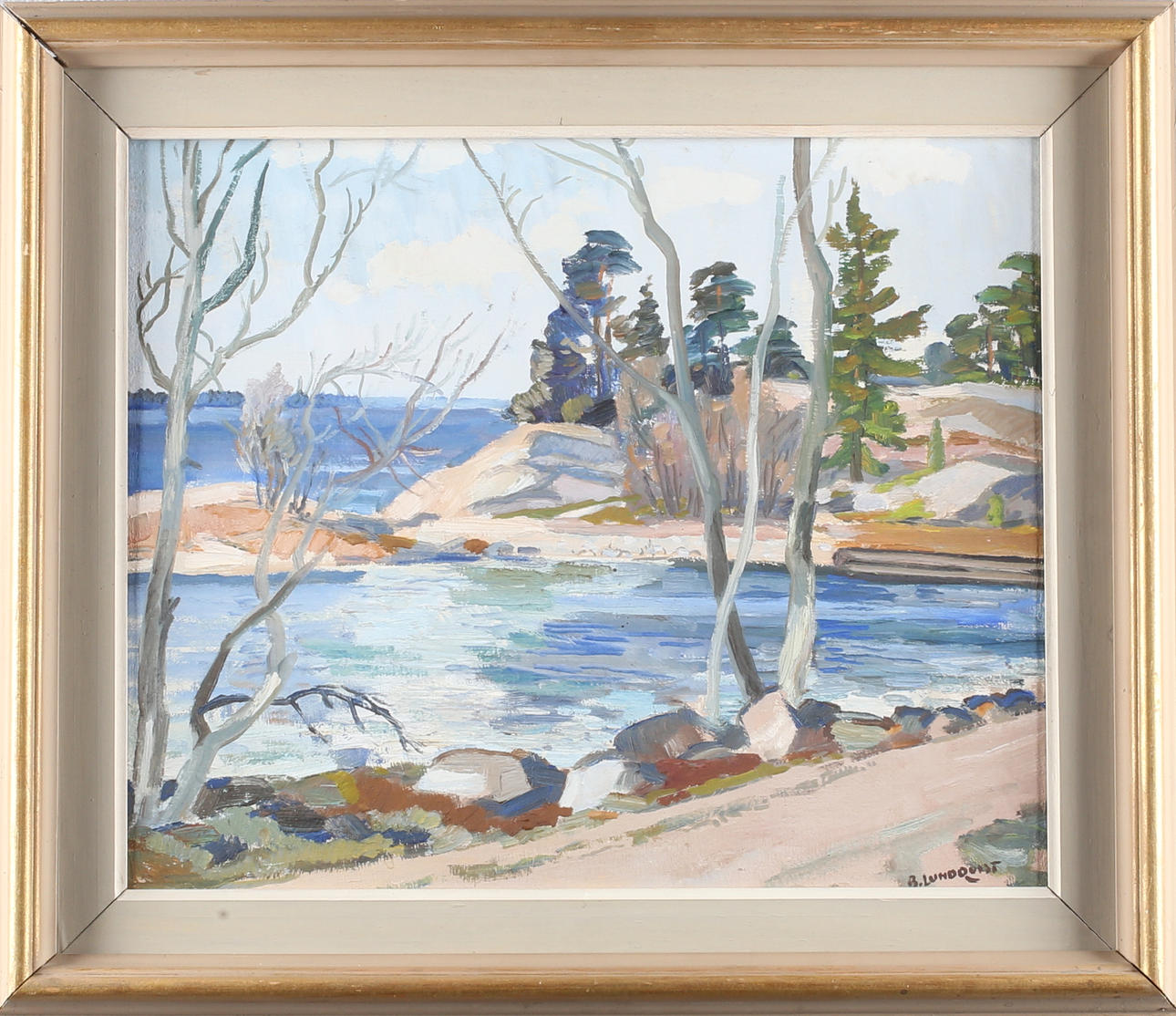 BERTIL LUNDQVIST. kustmotiv, olja på pannå, signerad.
