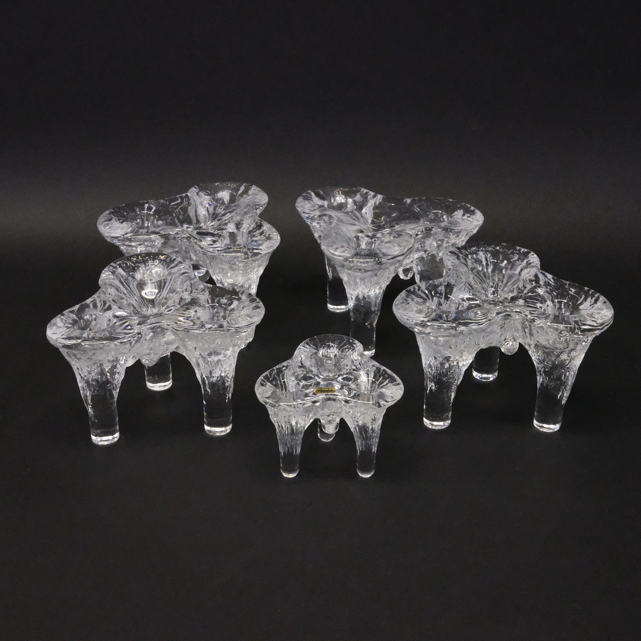 GÖRAN WÄRFF. KOSTA, FIVE CANDLE STICKS, "IGLOO".