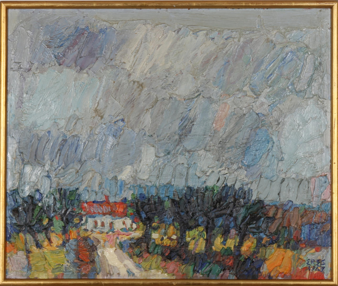 ARNOLD ERES. Olja på pannå, motiv från Skåne "Kivik" signerad Eres samt daterad 1969.