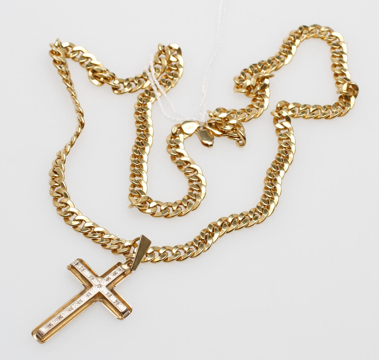 KEDJA och HÄNGE, 14k guld, vikt ca 23,3 gram.