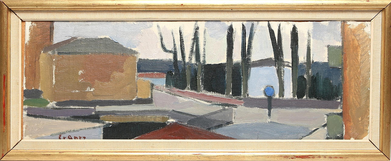 BENGT CRANTZ. Stadsvy, olja på pannå, signerad.