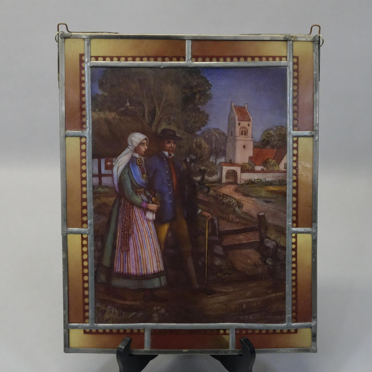 ANDERS NILSSON. PAINTING ON LEAD GLASS, SIGNED.