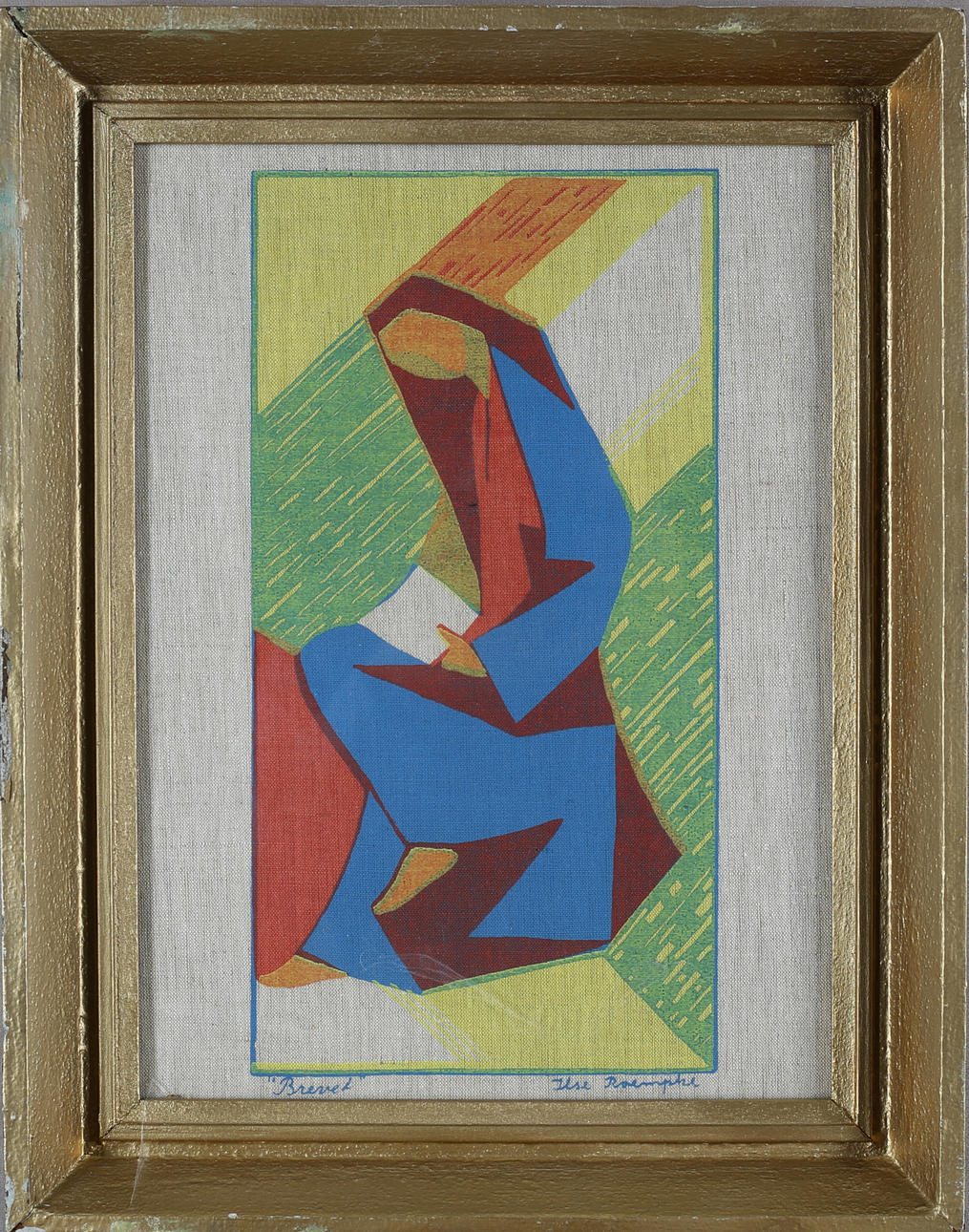 ILSE ROEMPKE. Textile print, "The letter", signed.