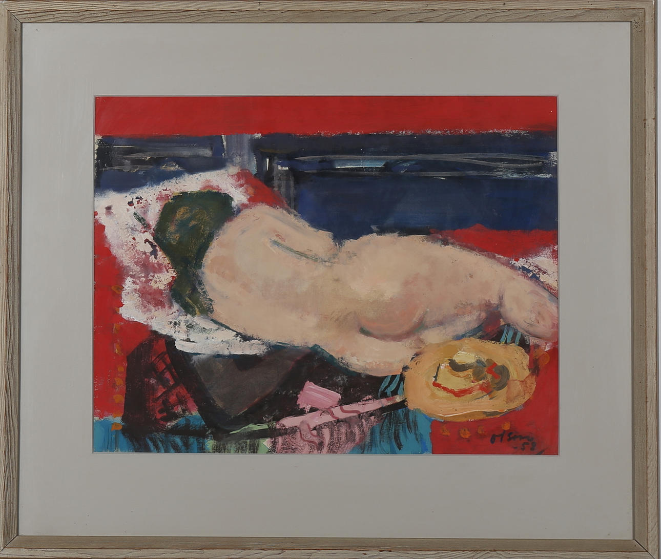 OVE OLSON. Modell, pastell, signerad Olson och daterad -58.