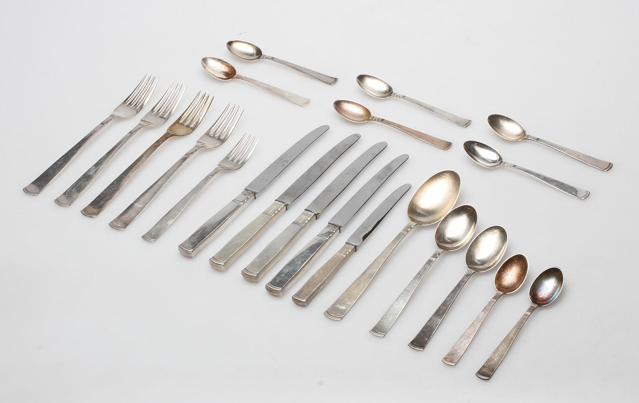 BESTICK, 21 delar, silver, "Rosenholm", total vikt ca. 670,5 gram.