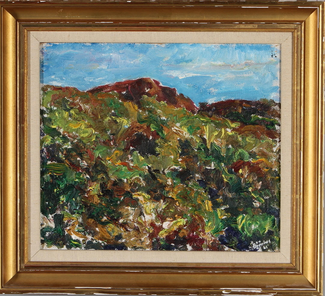 EVALD BJÖRNBERG. Landskapsmotiv, olja på pannå, signerad och daterad -61.