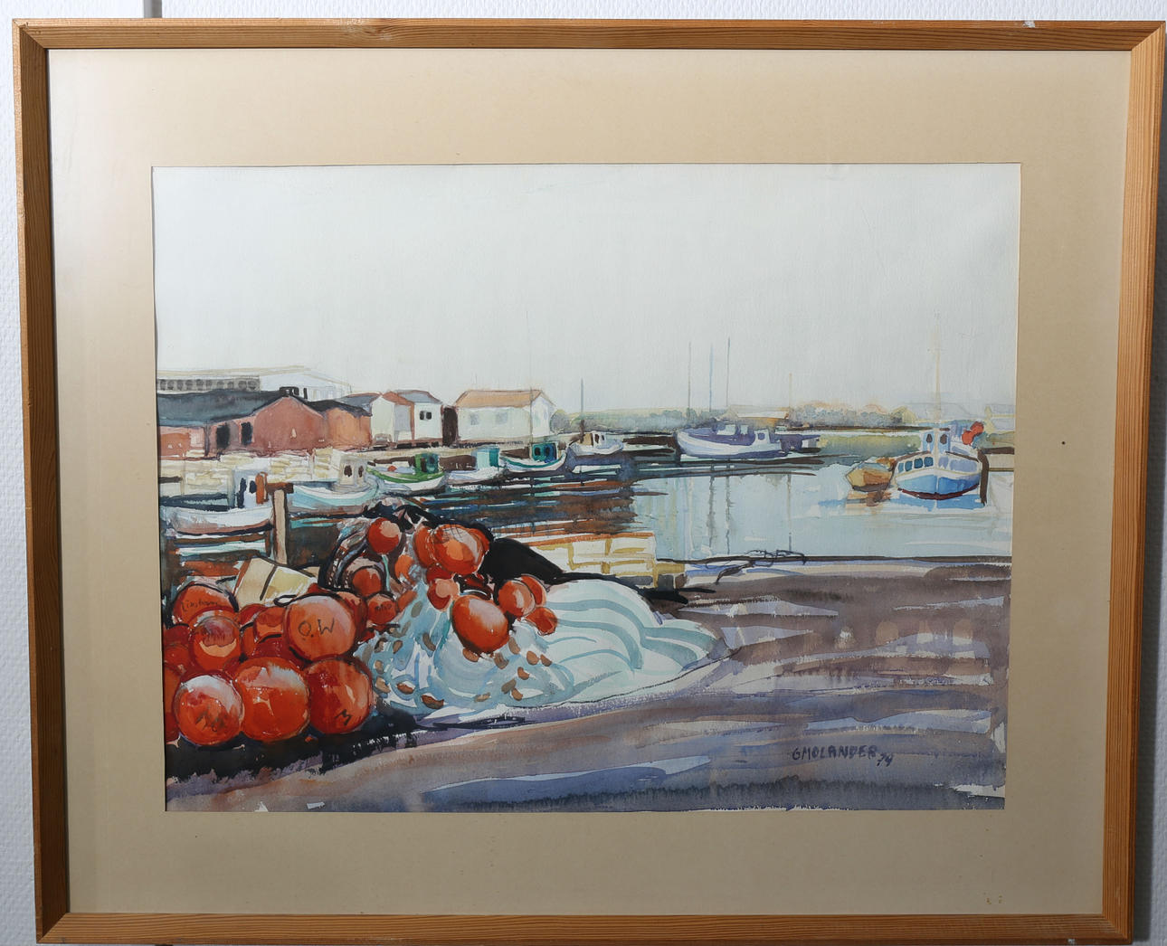 GUNNAR MOLANDER. Akvarell, "Limhamn-Fiskehamnen", signerad G Molander 79.