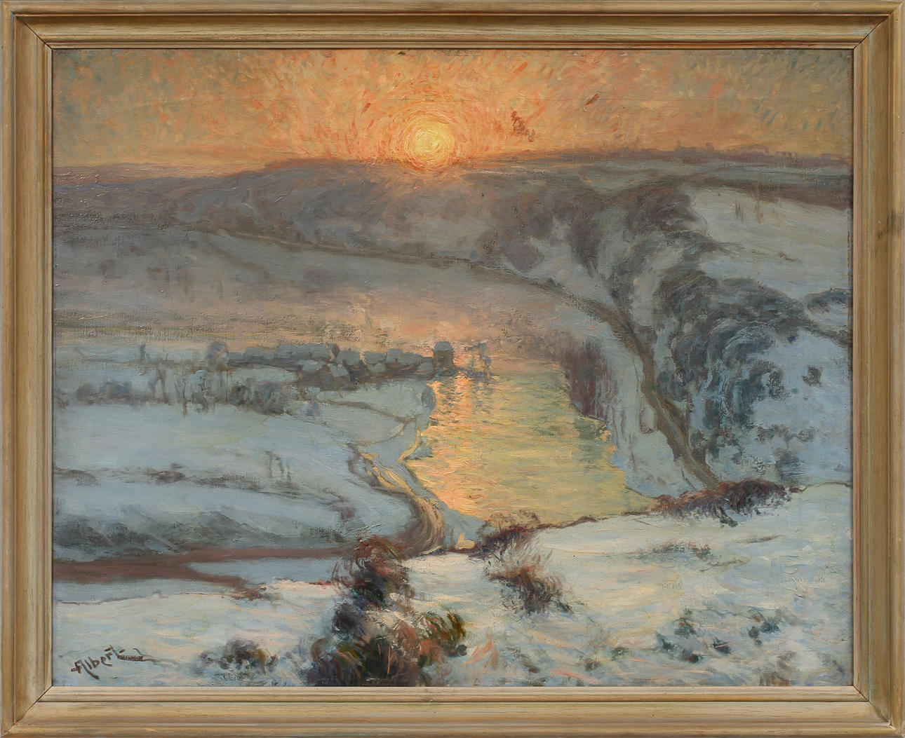 GUSTAVE ALBERT (1866-1905). Månsken över floden. Olja på duk, signerad.