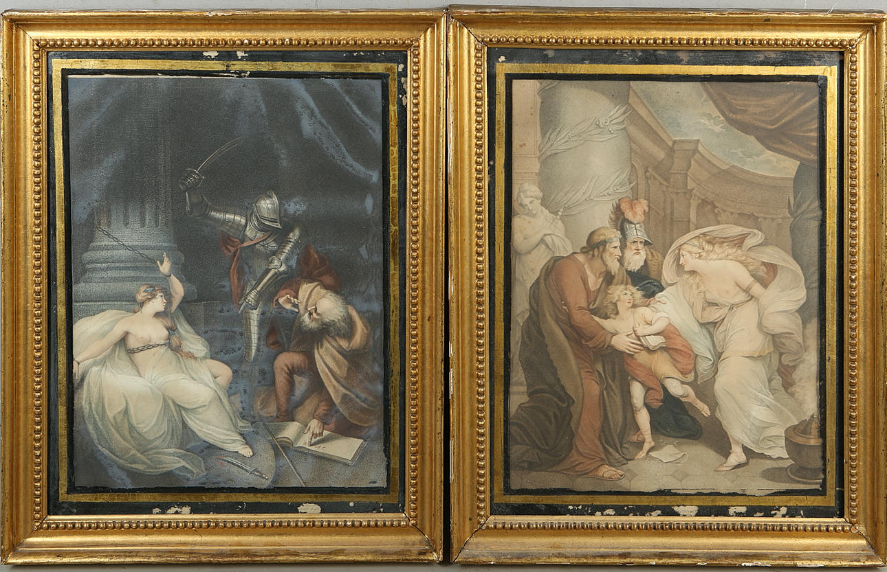 BILDERRAHMEN MIT DRUCKEN, ein Paar, 19. Jahrhundert.