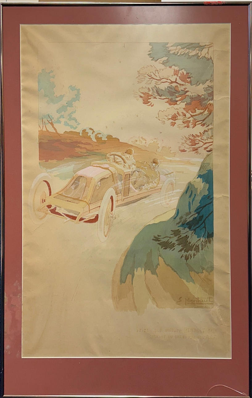 ORIGINAL 1930-TALET RENAULT REKLAM AFFISCH EFTER E. MONTEUT.