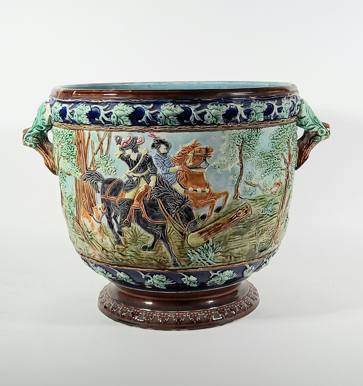 GLAZED CERAMIC PLANTER.